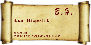 Baar Hippolit névjegykártya